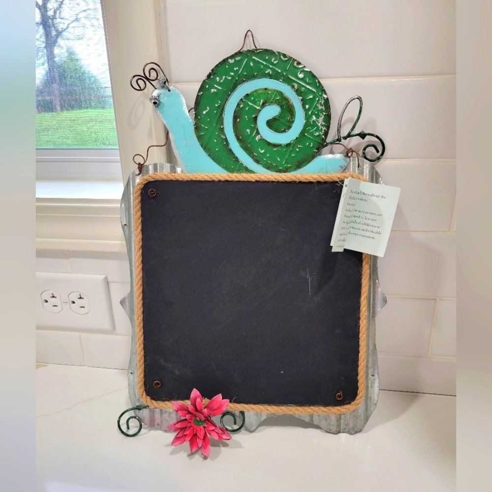 Decorative Snail Chalkboard with Green and Pink Accents